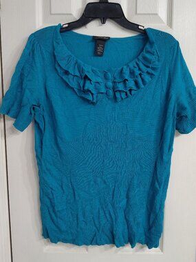 Lane Bryant Turquoise Ruffle Blouse